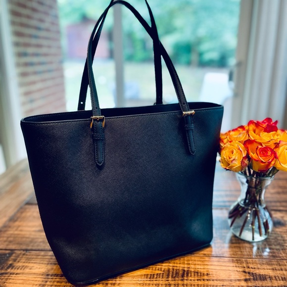 Michael Kors Jet Set Multifunction Black Leather Pocket Tote Bag - Picture 6 of 12